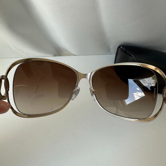 Bvlgari 6026 Oversized Sunglasses Gold Brown Gradient Logo Temple w/ Case main image 8